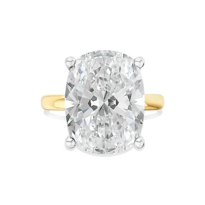 Lab Grown Diamond Elongated Cushion Solitaire Engagement Ring in 14K Yellow & White Gold (10 ct.)