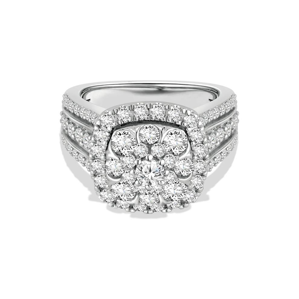 Diamond Cushion Multi-Row Composite Engagement Ring in 10K White Gold (2 ct. tw.) – Image 1 of 4