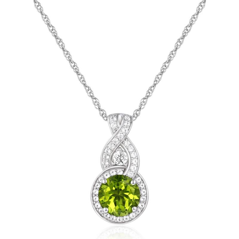 Peridot and Lab-Created White Sapphire Pendant in Sterling Silver – Image 1 of 3
