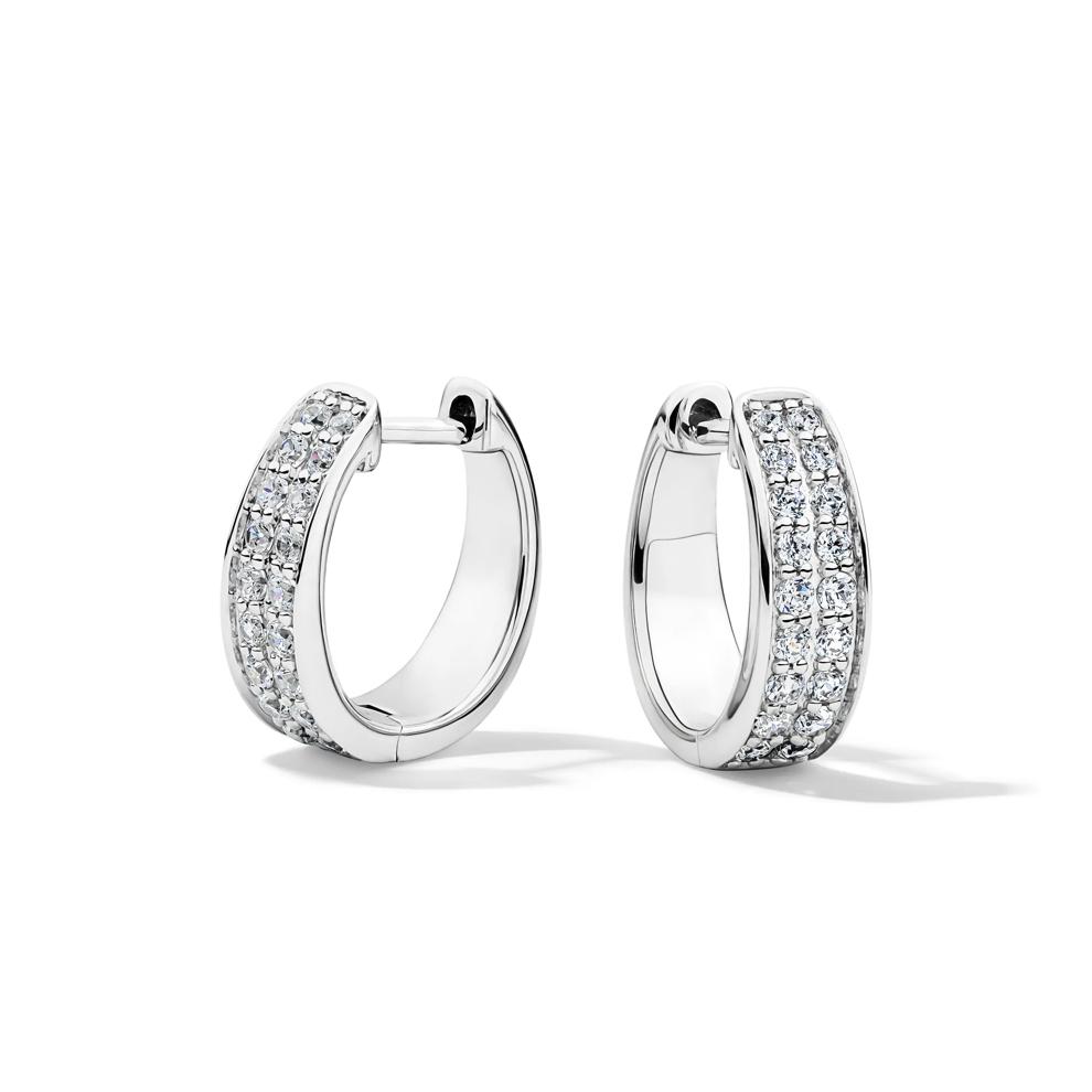 Lab Grown Diamond Hoop Earrings in Sterling Silver (1/3 ct. tw.) – Image 1 of 2