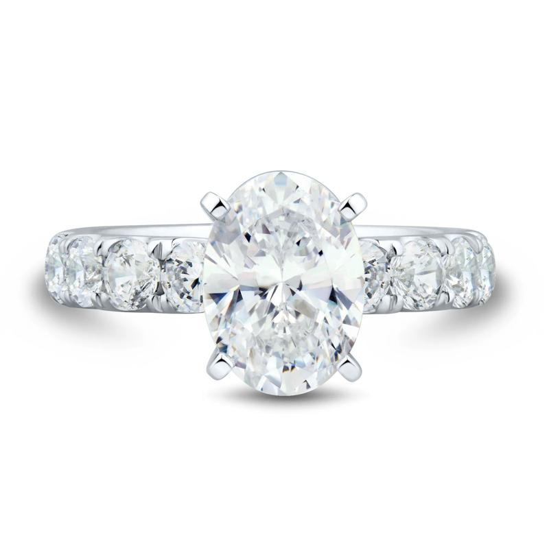 Lab Grown Diamond Oval-Shaped Engagement Ring in 14K White Gold &#40;4 1/2 ct. tw.&#41; – Image 1 of 3