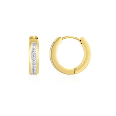 Diamond Huggie Hoop Earrings in Yellow Ion-Plated Stainless Steel (1/7 ct. tw.)