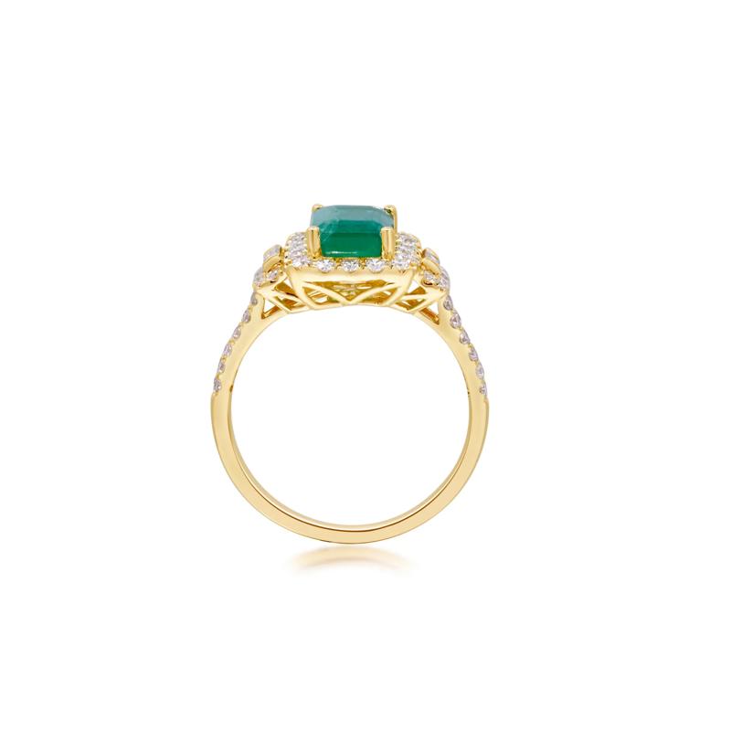 Emerald-Cut Emerald and Diamond Ring in 14K Yellow Gold &#40;5/8 ct. tw.&#41; – Image 2 of 4