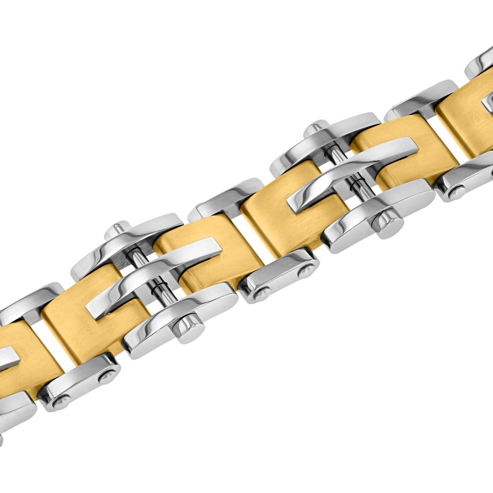 Rivet-Style Link Bracelet in Yellow Ion-Plated Stainless Steel, 15mm, 8.5" – Image 2 of 3