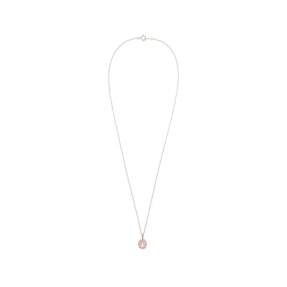 Morganite &amp; Diamond Pendant Necklace in 10K Rose Gold (1/5 ct. tw.) – Image 3 of 4