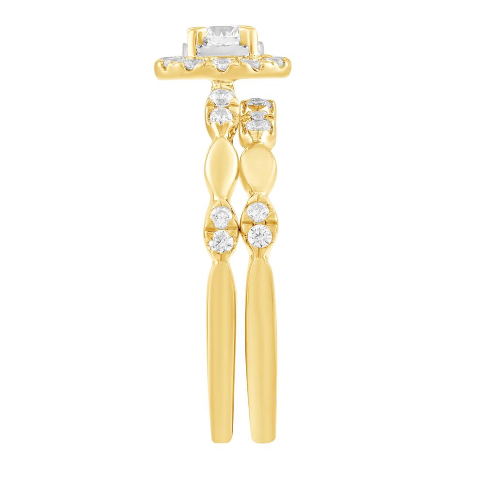 Diamond Center Round Halo Engagement Set in 10K Yellow Gold (1/2 ct. tw.) – Image 3 of 5