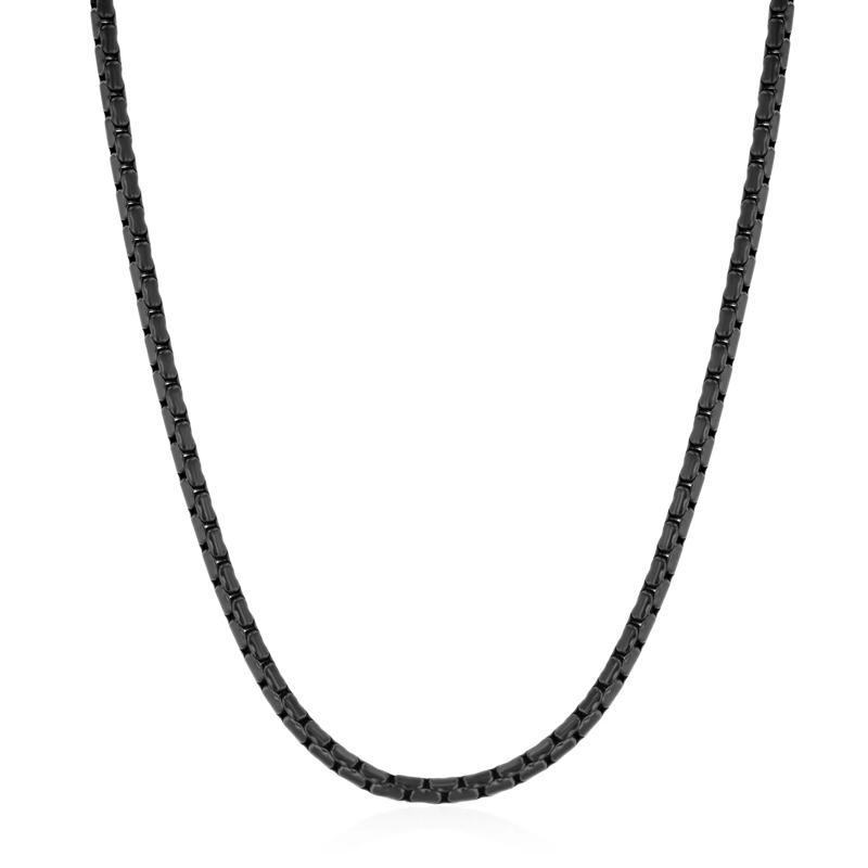 Men&#39;s Bullet Link Chain in Black Stainless Steel, 3MM, 22&quot; – Image 1 of 6