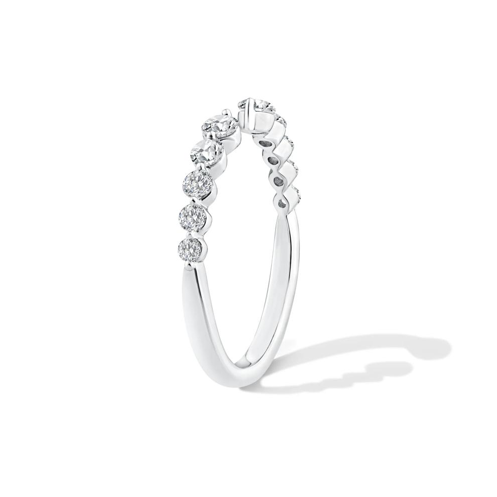 Lab Grown Diamond Round Open Cuff Anniversary Band in 14K White Gold (1/2 ct. tw.) – Image 3 of 4