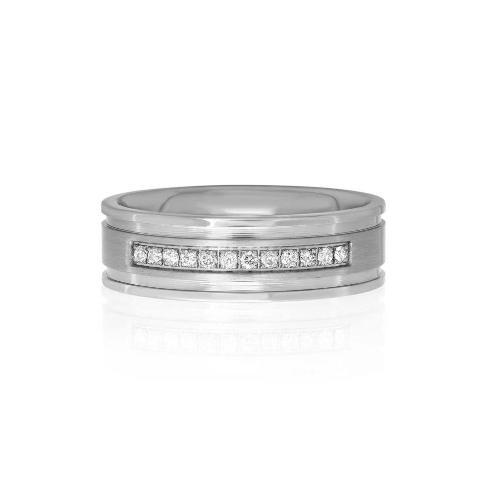 Men&rsquo;s Diamond Ring in Stainless Steel, 7mm (1/7 ct. tw.) – Image 1 of 3