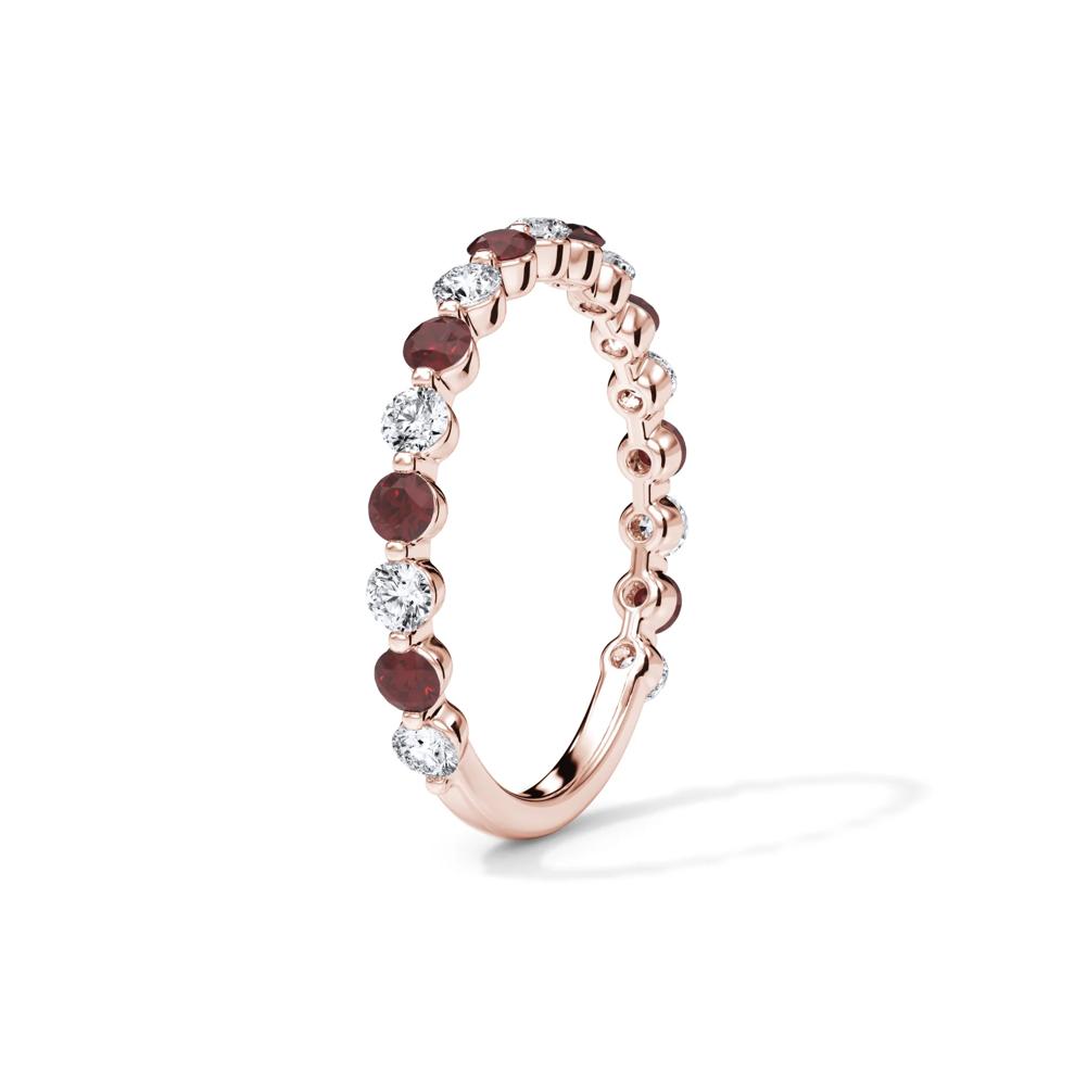 Lab Grown Diamond  &amp; Lab-Created Ruby Half Eternity Anniversary Band in 14K Rose Gold (1/3 ct. tw.) – Image 3 of 4
