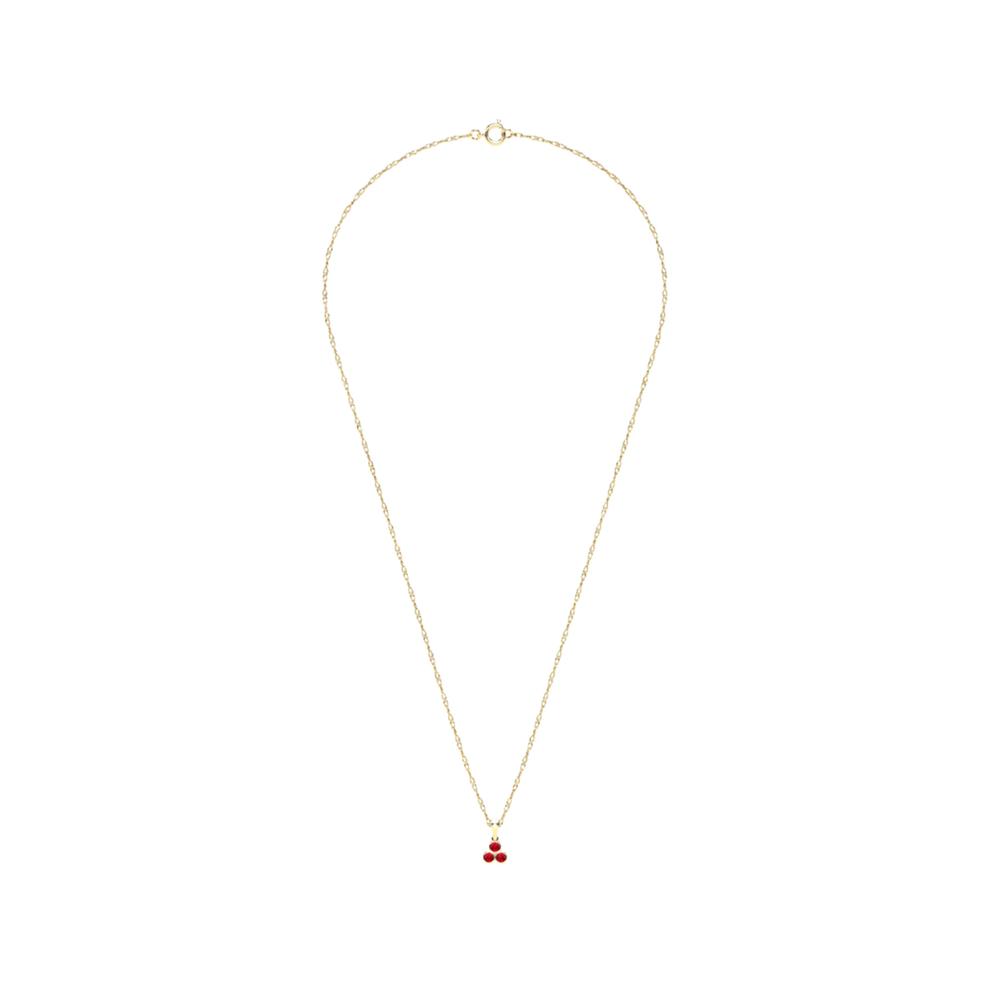 Ruby Three-Stone Pendant Necklace in 14K Yellow Gold – Image 3 of 4