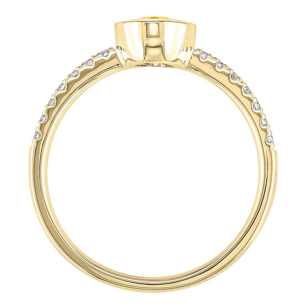 Bezel-Set Citrine Ring with Diamond Accent in 10K Yellow Gold – Image 2 of 3
