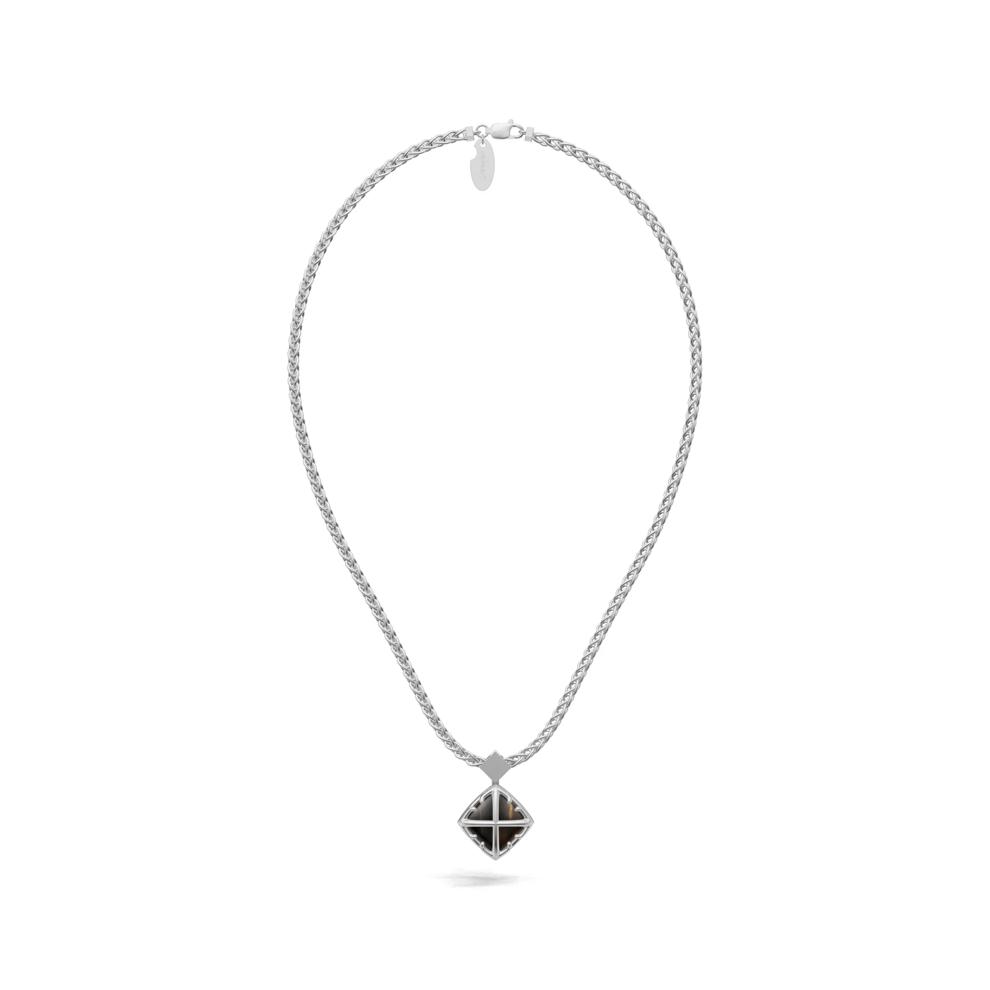 Men's Tiger's Eye Diamond-Shaped Arrow Design Pendant Necklace in Sterling Silver – Image 3 of 4