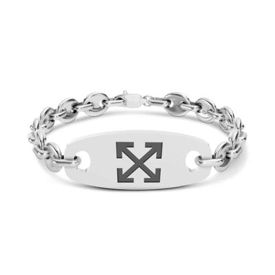 Men's Arrow Design ID Bracelet in Sterling Silver, 8"