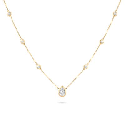 Lab Grown Diamond Pear-Shaped Center Station Necklace in 10K Yellow Gold (1 5/8 ct. tw.)