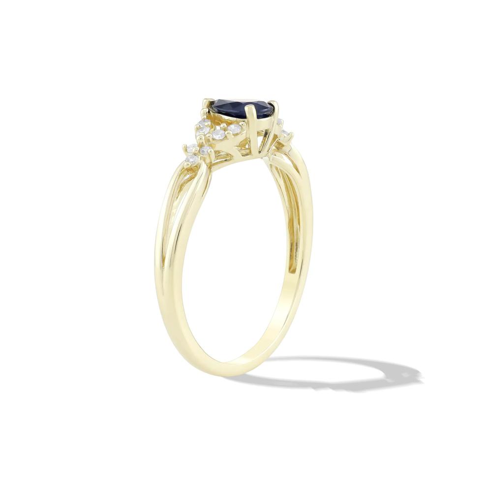Blue Sapphire &amp; Diamond Ring in 10K Yellow Gold (1/10 ct. tw.) – Image 3 of 4