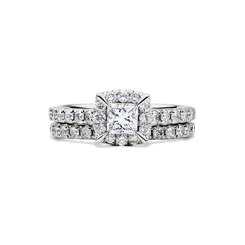 Princess-Cut Diamond Halo Bridal Set in 14K White Gold (1 1/2 ct. tw.) – Image 1 of 7
