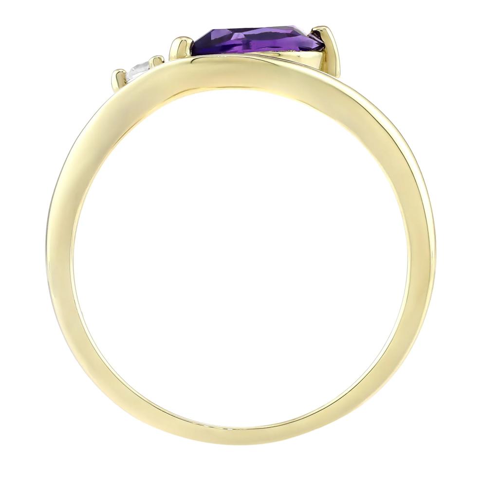 Amethyst &amp; Lab-Created White Sapphire Ring in 10K Yellow Gold – Image 2 of 3