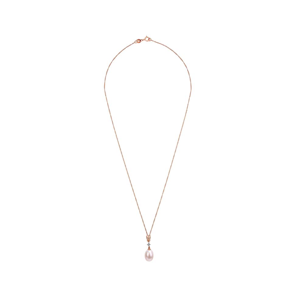 Pink Pearl Pendant with Morganite and Diamond Accent in 10K Rose Gold – Image 3 of 4
