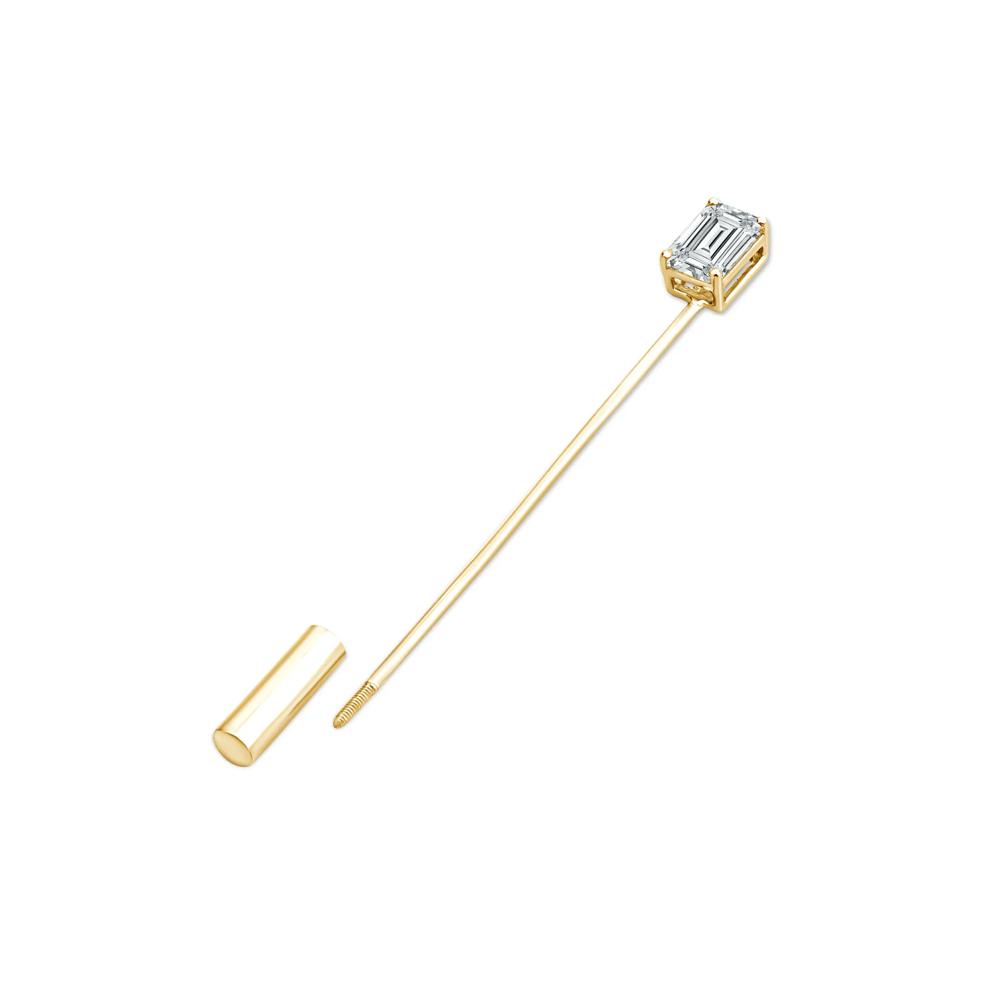 Men's Lab Grown Diamond Emerald Stick-Pin Brooch in Gold Vermeil (1 ct. tw.) – Image 2 of 2