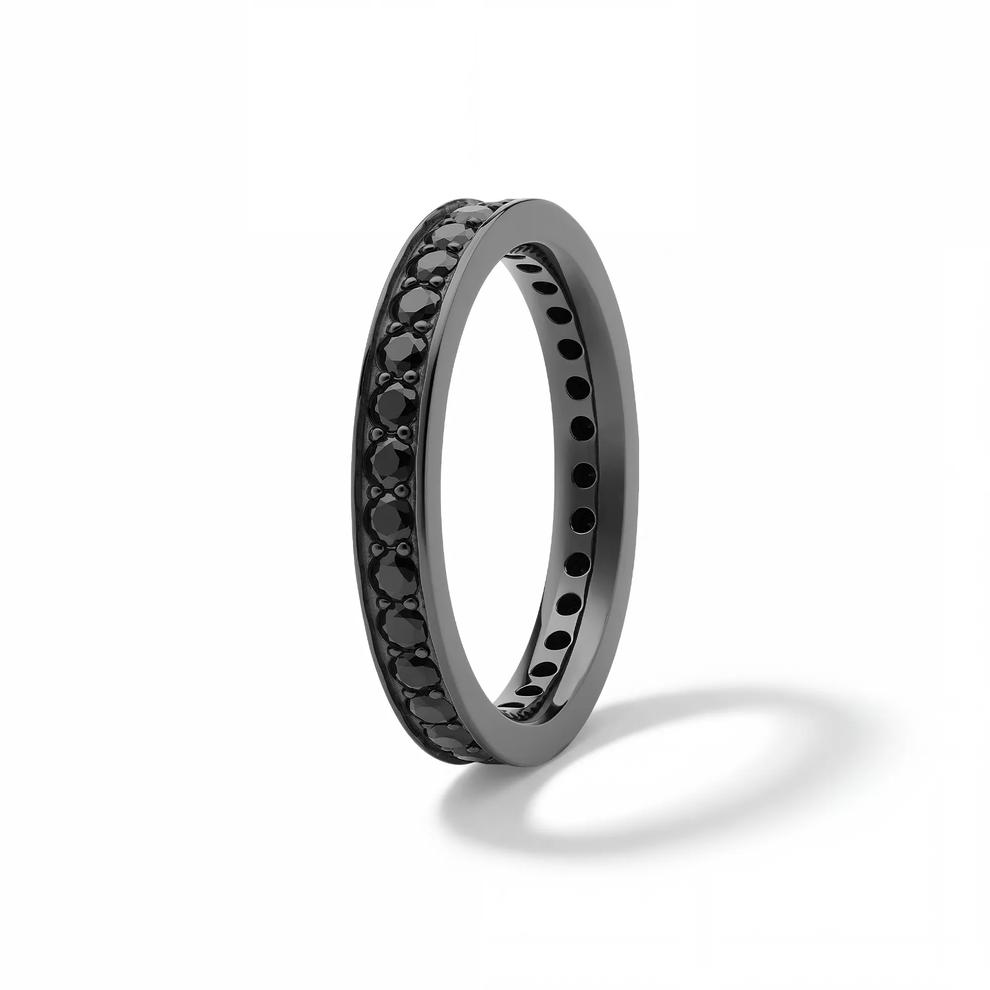 Black Diamond Flat Band in Black Zirconium, 3mm (1 ct. tw.) – Image 3 of 4