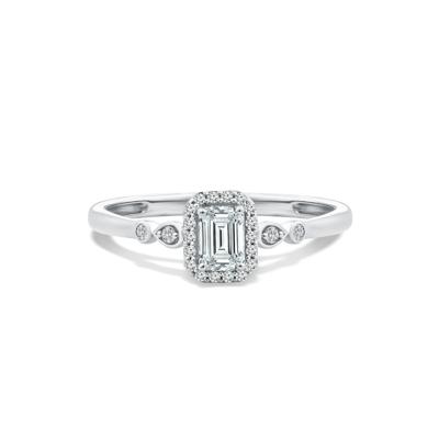 Lab Grown Diamond Emerald Center Promise Ring in 10K White Gold (1/2 ct. tw.)