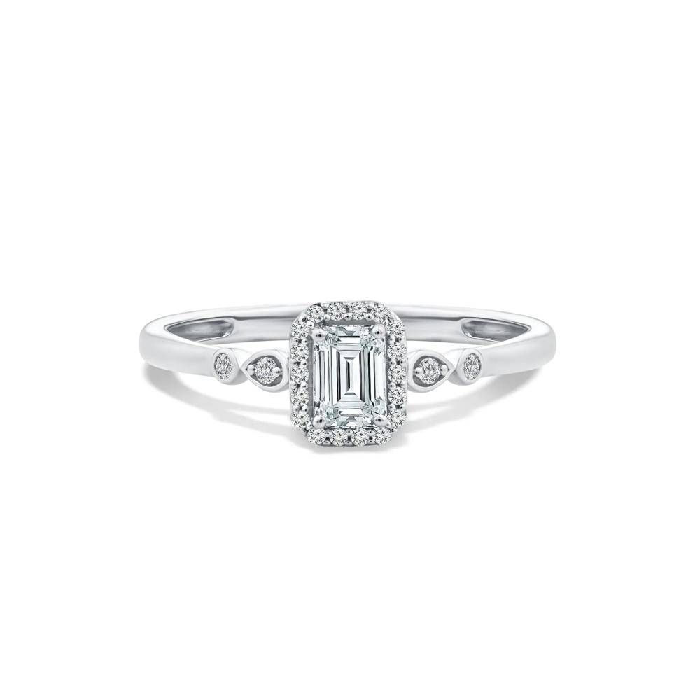 Lab Grown Diamond Emerald Center Promise Ring in 10K White Gold (1/2 ct. tw.) – Image 1 of 4