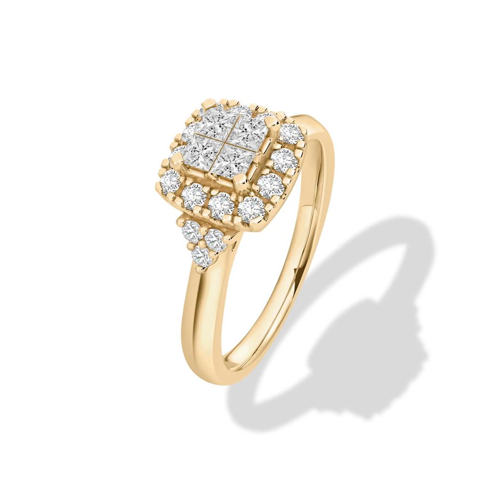 Diamond Princess-Cut Quad Center Composite Ring in 14K Yellow Gold (3/8 ct. tw.) – Image 4 of 4