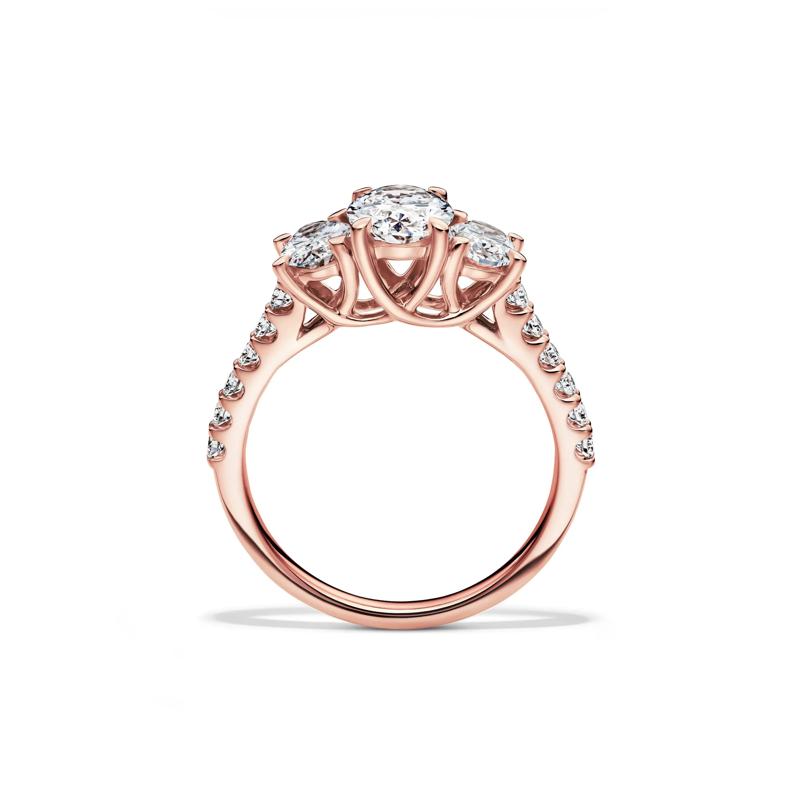 Lab Grown Diamond Three Stone Oval Engagement Ring in 14K Rose Gold &#40;2 ct. tw.&#41; – Image 2 of 4