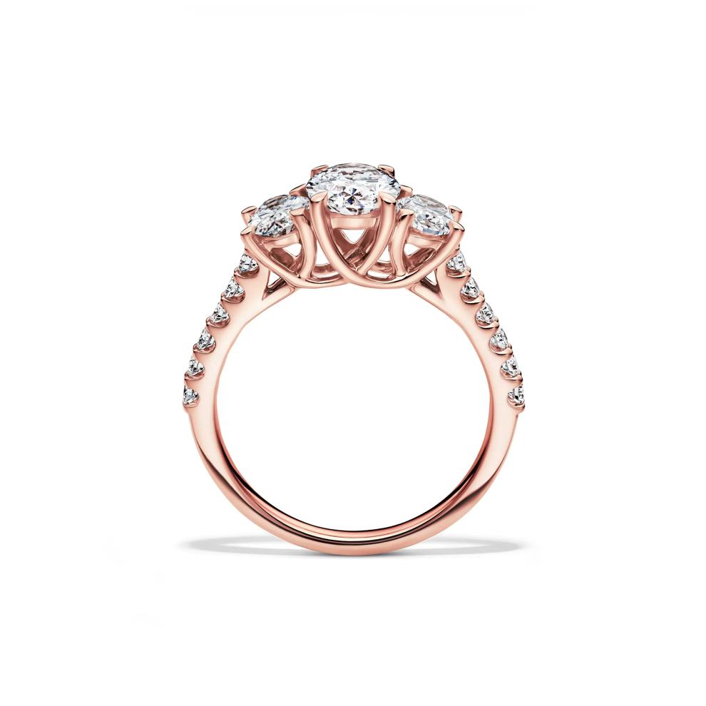Lab Grown Diamond Three Stone Oval Engagement Ring in 14K Rose Gold (2 ct. tw.) – Image 2 of 4