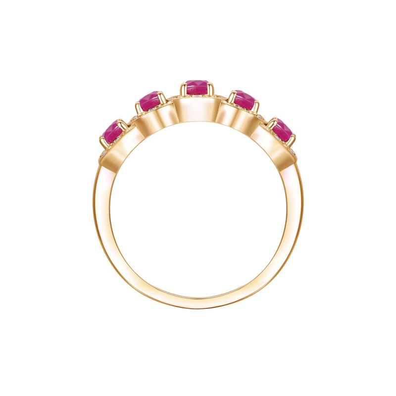 Ruby and Diamond Oval Band in 14K Yellow Gold &#40;1/4 ct. tw.&#41; – Image 2 of 3