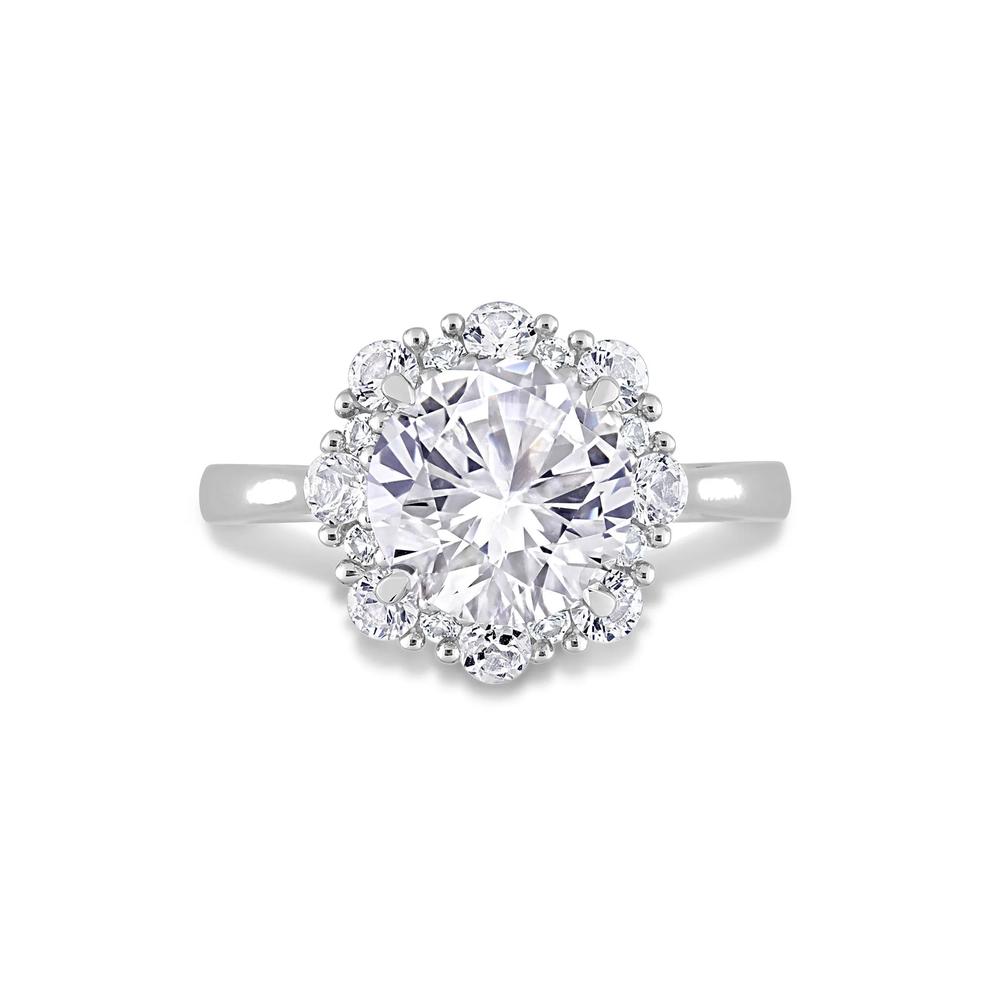 Lab-Created White Sapphire Round Halo Ring in Sterling Silver – Image 1 of 4