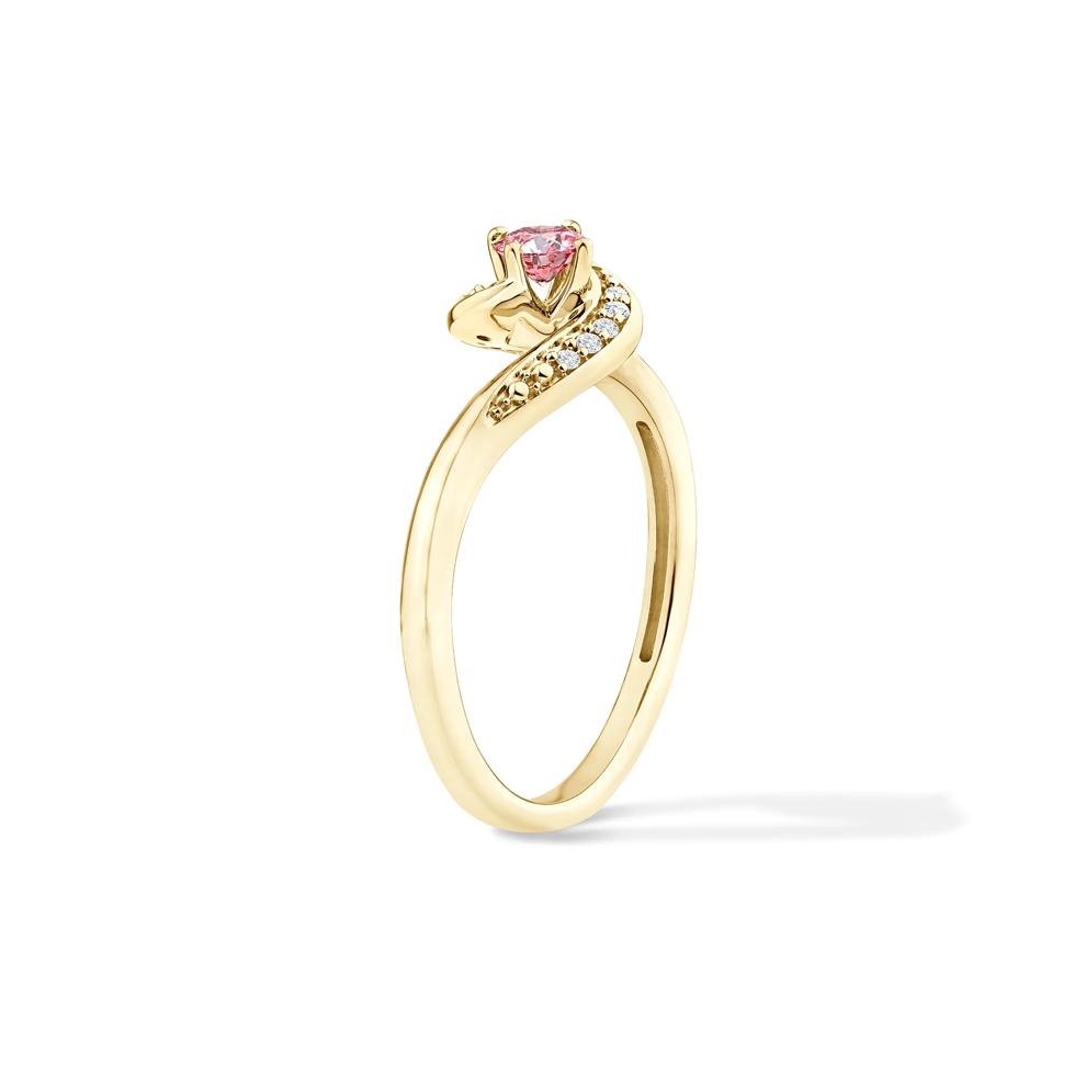 Lab Grown Diamond Pink Promise Ring in 10K Yellow Gold (1/5 ct. tw.) – Image 3 of 4