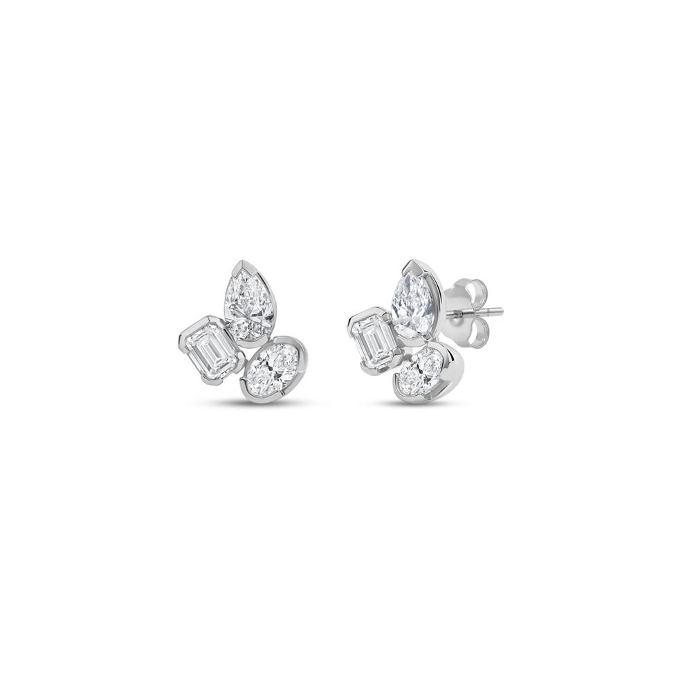 Lab Grown Diamond Multi-Shape Earrings in 14K White Gold (1 1/2 ct. tw.) – Image 1 of 3