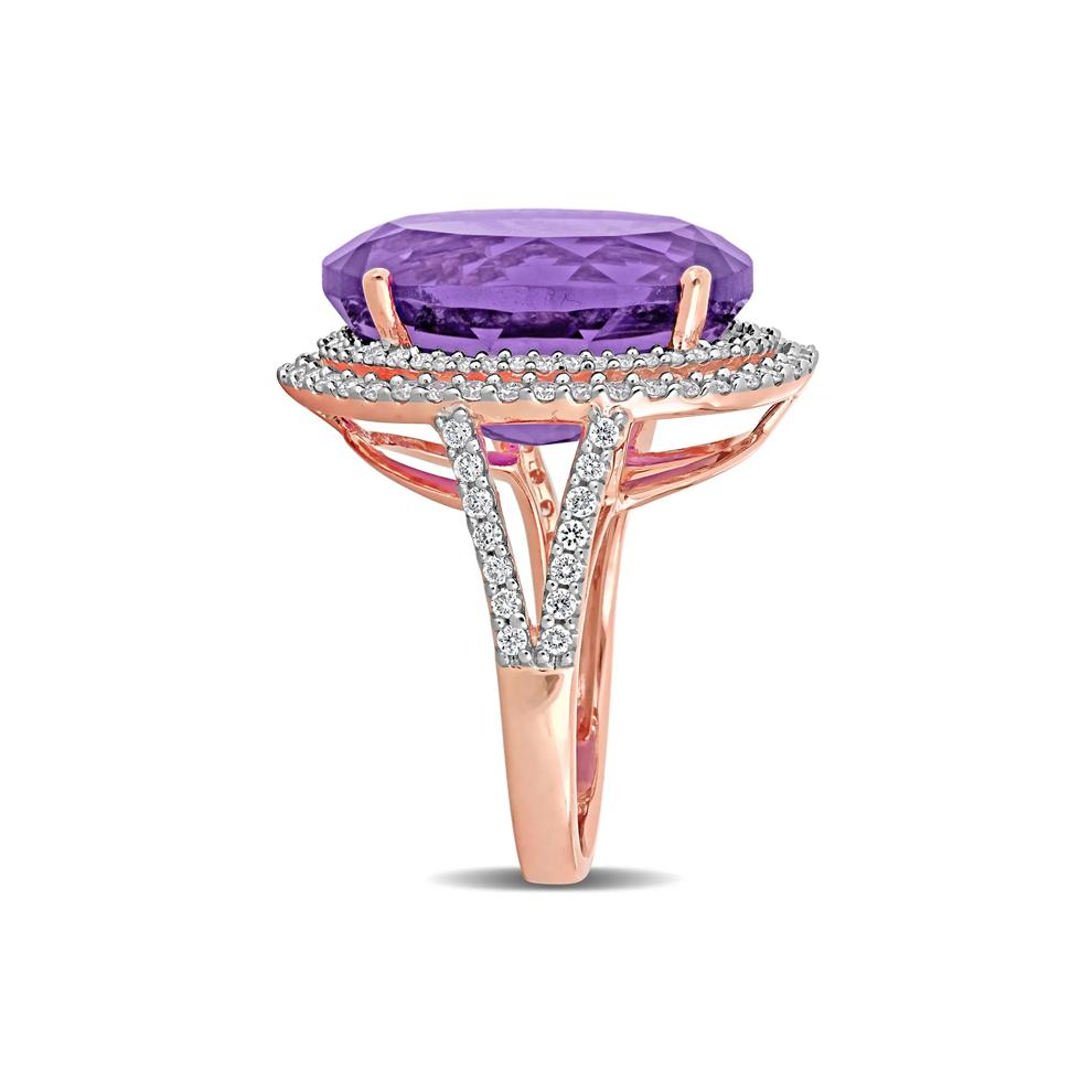 Amethyst and Diamond Ring in 14K Rose Gold (7/8 ct. tw.) – Image 3 of 6