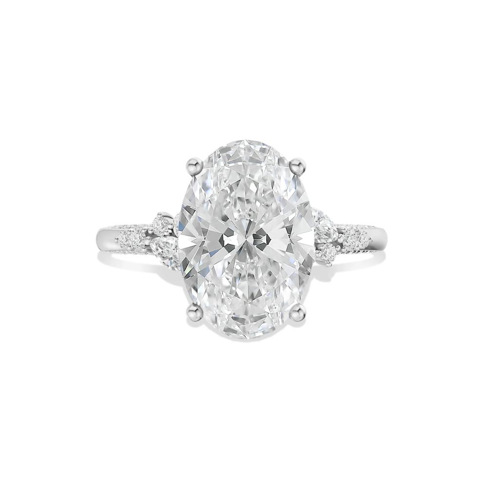 Lab Grown Diamond Oval Center Engagement Ring in 14K White Gold (4 1/2 ct. tw.) – Image 1 of 4