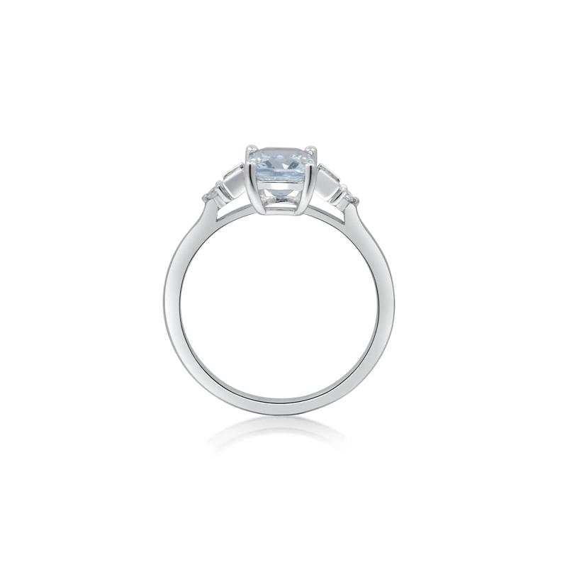Aquamarine and Diamond Ring in 10K White Gold &#40;1/7 ct. tw.&#41; – Image 2 of 5