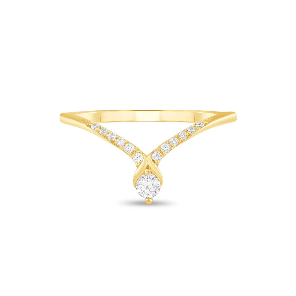 Diamond Contour Band in 10K Yellow Gold (1/7 ct. tw.) – Image 1 of 4