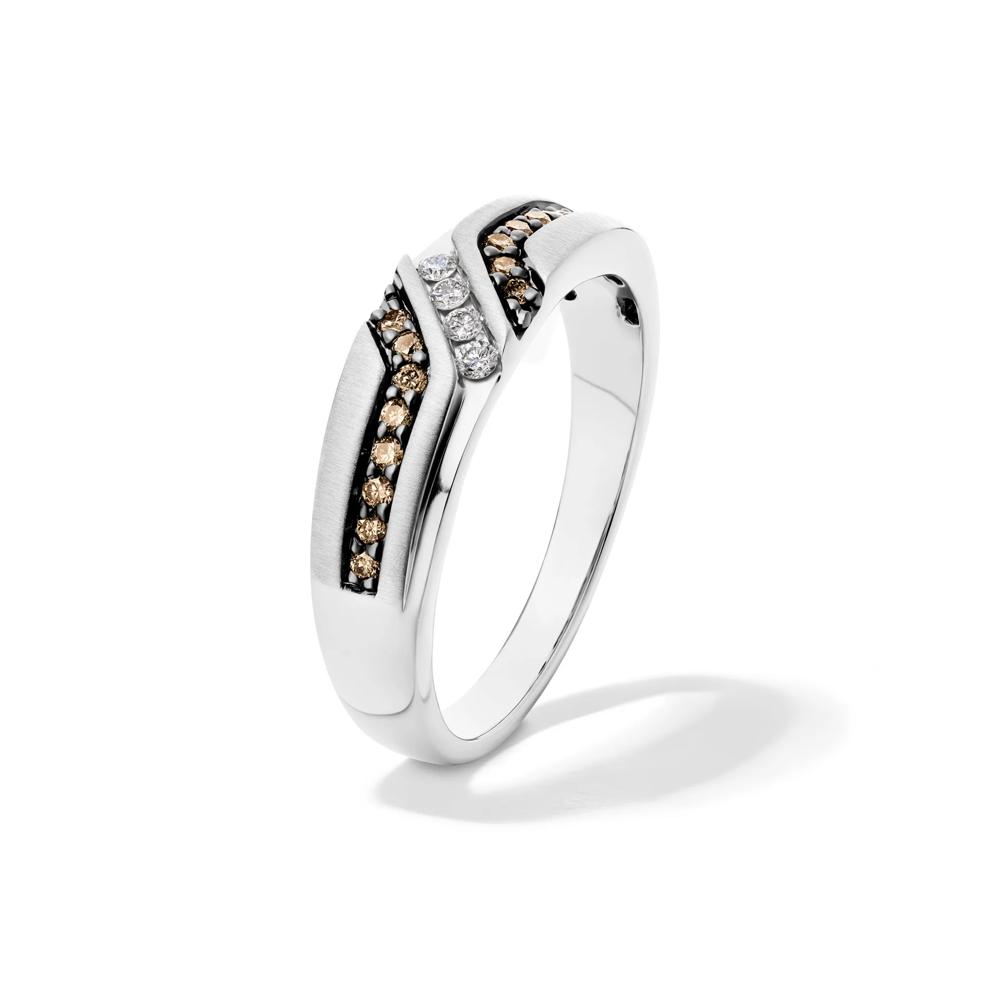 Men's Brown and White Diamond Ring in 10K White Gold (1/4 ct. tw.) – Image 4 of 4