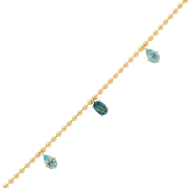 Shades of Blue Topaz Beaded Necklace in Vermeil – Image 2 of 3