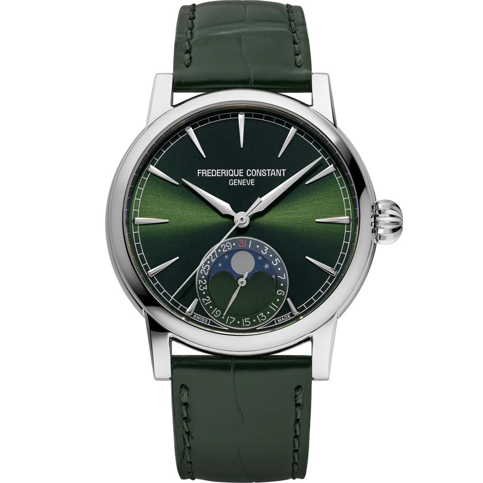 Gent's Moonphase Watch With a Green Leather Strap – Image 1 of 3
