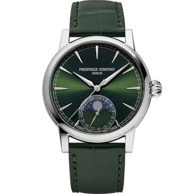 Men's Moonphase Watch With a Green Leather Strap