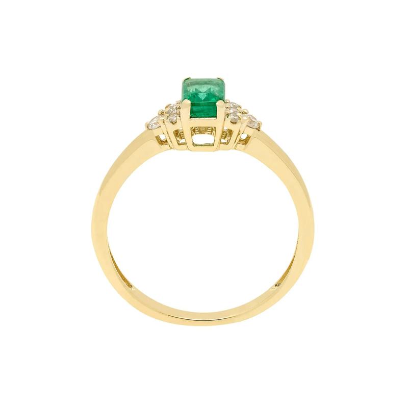 Emerald &amp; Diamond Ring in 10K Yellow Gold – Image 2 of 3