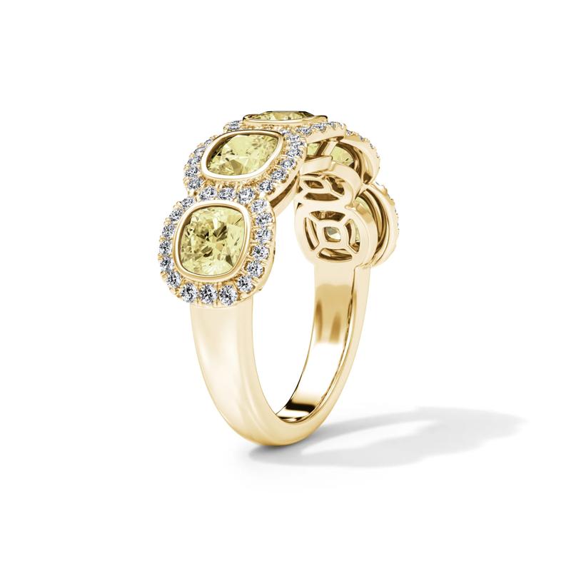 Lab Grown Diamond Yellow Cushion-Cut &amp; Round Anniversary Band in 14K Yellow Gold &#40;3 ct. tw.&#41; – Image 3 of 4