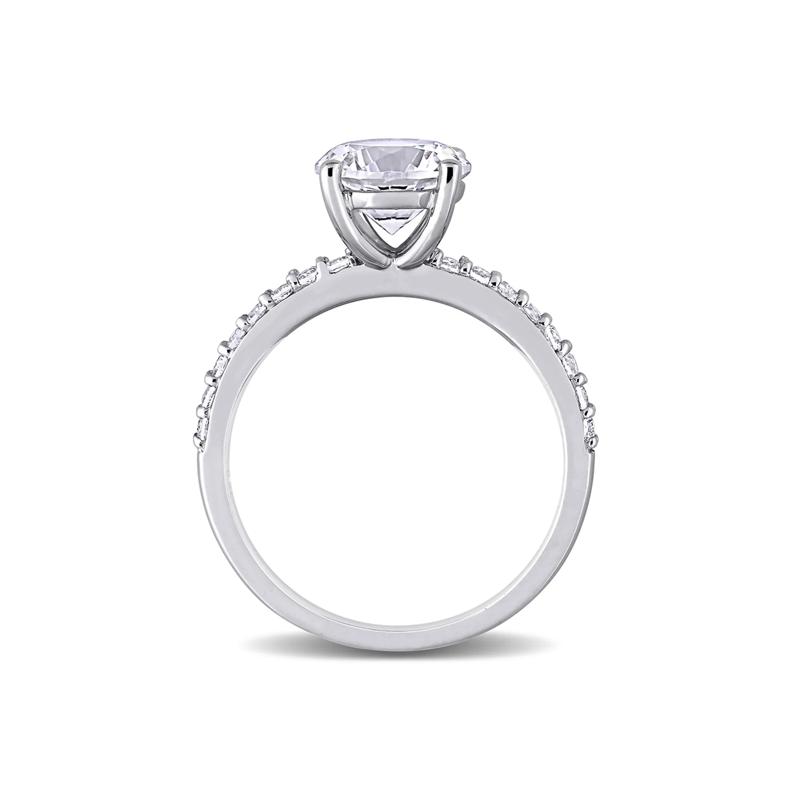 Round Lab Created White Sapphire Ring in 10K White Gold – Image 2 of 6