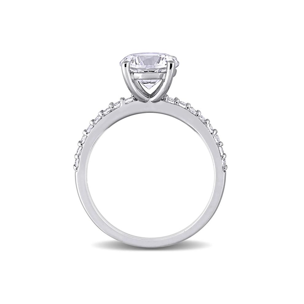 Round Lab Created White Sapphire Ring in 10K White Gold – Image 2 of 6