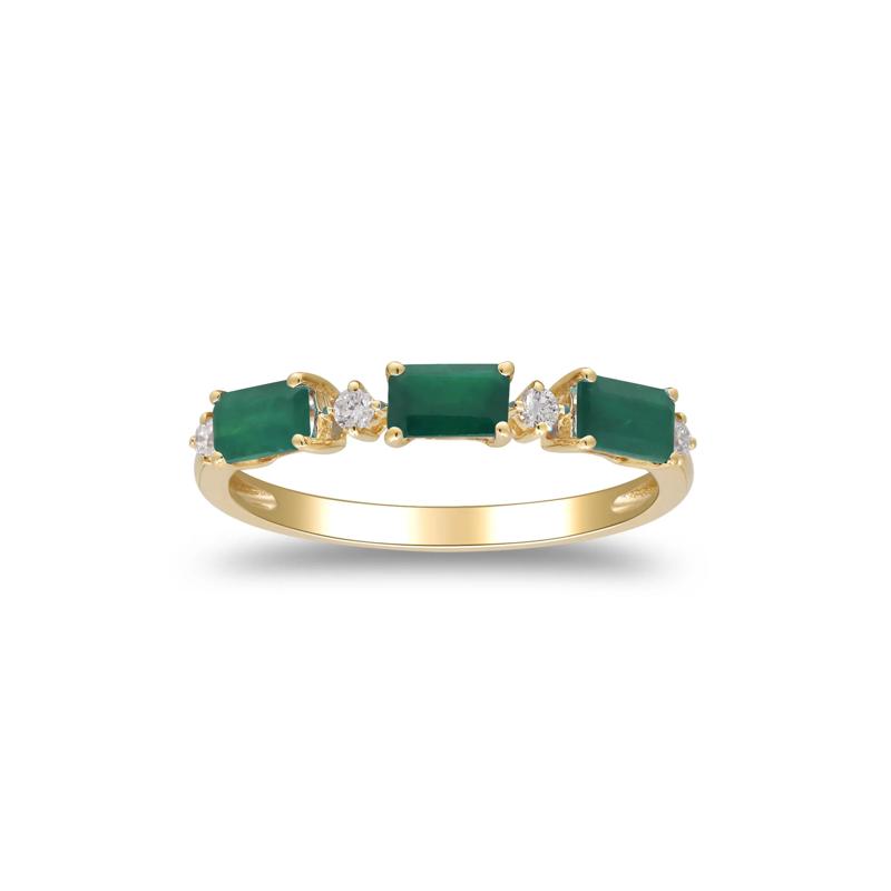 Emerald and Diamond Accent Ring in 10K Yellow Gold – Image 5 of 5