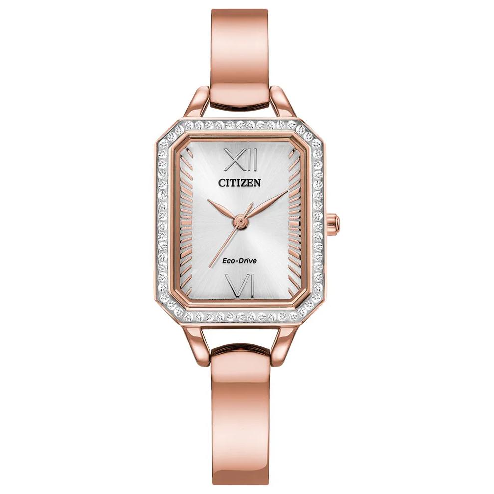 silhouette crystal women&rsquo;s watch in rose gold-tone ion-plated stainless steel – Image 1 of 1