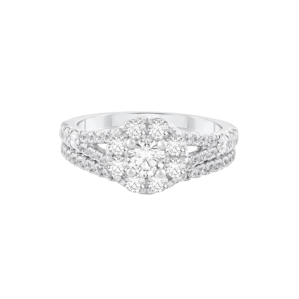 Diamond Halo Bridal Set in 14K White Gold (1 1/2 ct. tw.) – Image 1 of 3