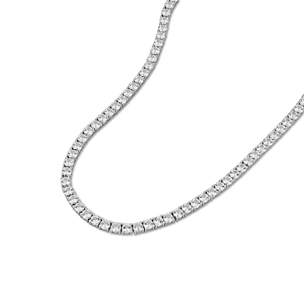 Lab Created White Sapphire Tennis Necklace in Sterling Silver – Image 4 of 4